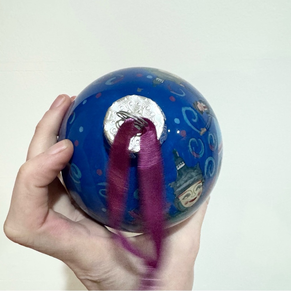 Hand-Painted Vintage Cirque De Soleil Large Blue Holiday Ornament - Picture 9 of 10